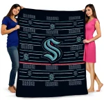seattle kraken handdrawn stripes blue quilt blanket best selling