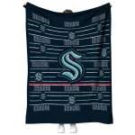 seattle kraken handdrawn stripes blue quilt blanket best selling
