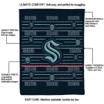 seattle kraken handdrawn stripes blue quilt blanket best selling