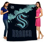 seattle kraken nhl shield blue quilt blanket best selling