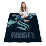 seattle kraken nhl shield blue quilt blanket best selling