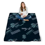 seattle kraken sketch lines blue quilt blanket best selling