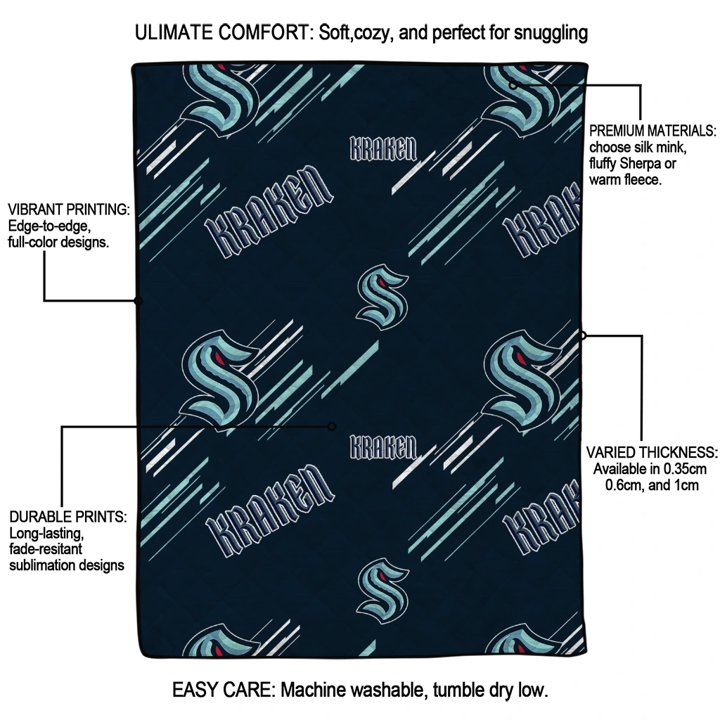 seattle kraken sketch lines blue quilt blanket latest model seattle kraken sketch lines blue quilt blanket latest model