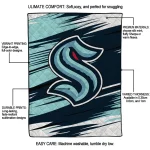 seattle kraken wild lines blue white quilt blanket best selling