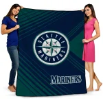 seattle mariners arrow layers navy blue quilt blanket best selling
