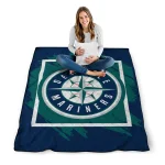 seattle mariners block border navy blue quilt blanket best selling