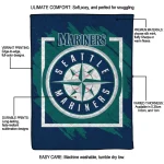 seattle mariners block border navy blue quilt blanket best selling