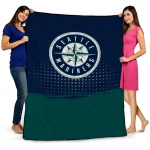 seattle mariners dot illusion navy blue quilt blanket best selling