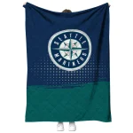 seattle mariners dot illusion navy blue quilt blanket best selling