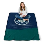 seattle mariners dot illusion navy blue quilt blanket best selling