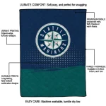 seattle mariners dot illusion navy blue quilt blanket best selling