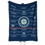 seattle mariners handdrawn stripes navy blue quilt blanket best selling