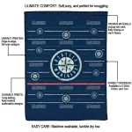 seattle mariners handdrawn stripes navy blue quilt blanket best selling