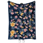 seattle mariners hibiscus foliage navy blue quilt blanket best selling