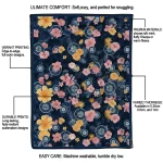 seattle mariners hibiscus foliage navy blue quilt blanket best selling