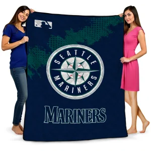 seattle mariners league patch navy blue quilt blanket best selling