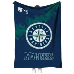 seattle mariners league patch navy blue quilt blanket best selling