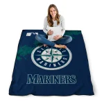 seattle mariners league patch navy blue quilt blanket best selling