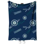 seattle mariners sketch lines navy blue quilt blanket best selling