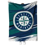 seattle mariners wild lines navy blue white quilt blanket best selling
