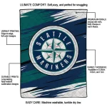 seattle mariners wild lines navy blue white quilt blanket best selling