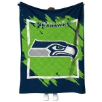 seattle seahawks block border blue quilt blanket best selling