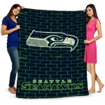 seattle seahawks brick grid blue quilt blanket best selling