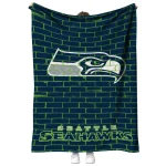 seattle seahawks brick grid blue quilt blanket best selling