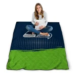 seattle seahawks dot illusion blue quilt blanket best selling