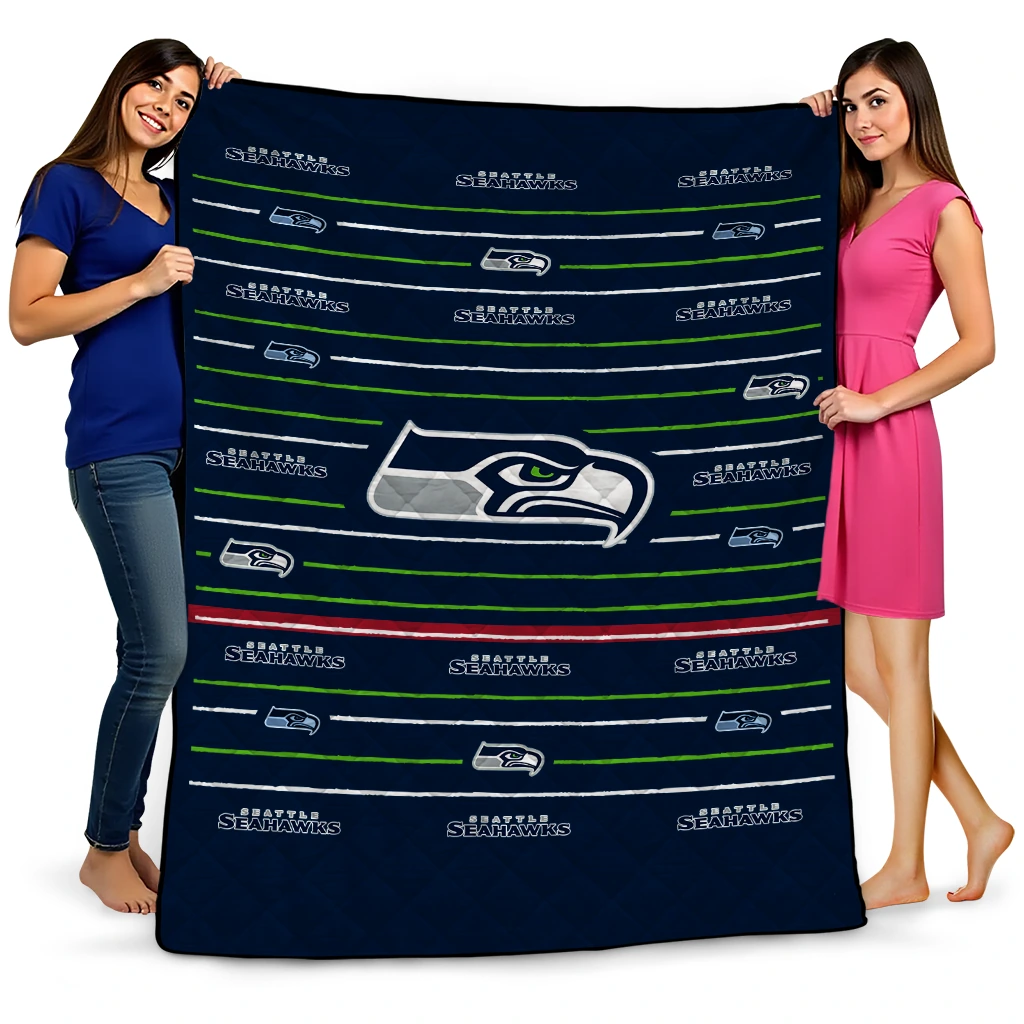 seattle seahawks handdrawn stripes blue quilt blanket best selling seattle seahawks handdrawn stripes blue quilt blanket best selling