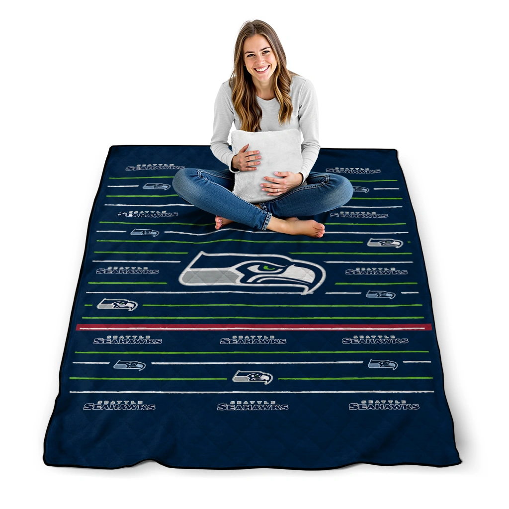 seattle seahawks handdrawn stripes blue quilt blanket high quality seattle seahawks handdrawn stripes blue quilt blanket high quality