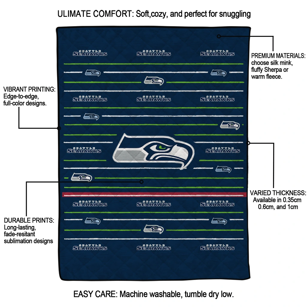 seattle seahawks handdrawn stripes blue quilt blanket latest model seattle seahawks handdrawn stripes blue quilt blanket latest model