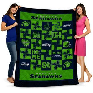 seattle seahawks helmet heart blue quilt blanket best selling