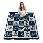 seattle seahawks mickey pattern blue white quilt blanket best selling