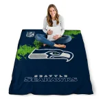 seattle seahawks shield badge blue quilt blanket best selling