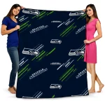seattle seahawks sketch lines blue quilt blanket best selling