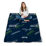 seattle seahawks sketch lines blue quilt blanket best selling