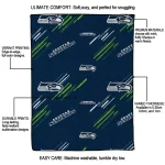 seattle seahawks sketch lines blue quilt blanket best selling