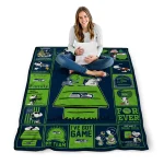 seattle seahawks snoopy love blue quilt blanket best selling