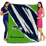 seattle seahawks stroke art blue white quilt blanket best selling