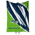 seattle seahawks stroke art blue white quilt blanket best selling