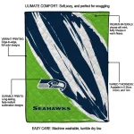 seattle seahawks stroke art blue white quilt blanket best selling