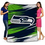 seattle seahawks wild lines blue white quilt blanket best selling