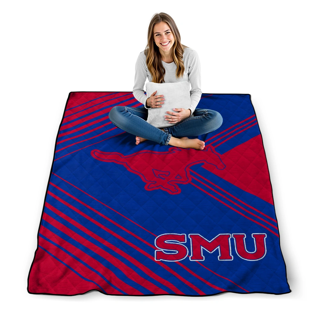 smu mustangs arrow layers blue quilt blanket high quality smu mustangs arrow layers blue quilt blanket high quality