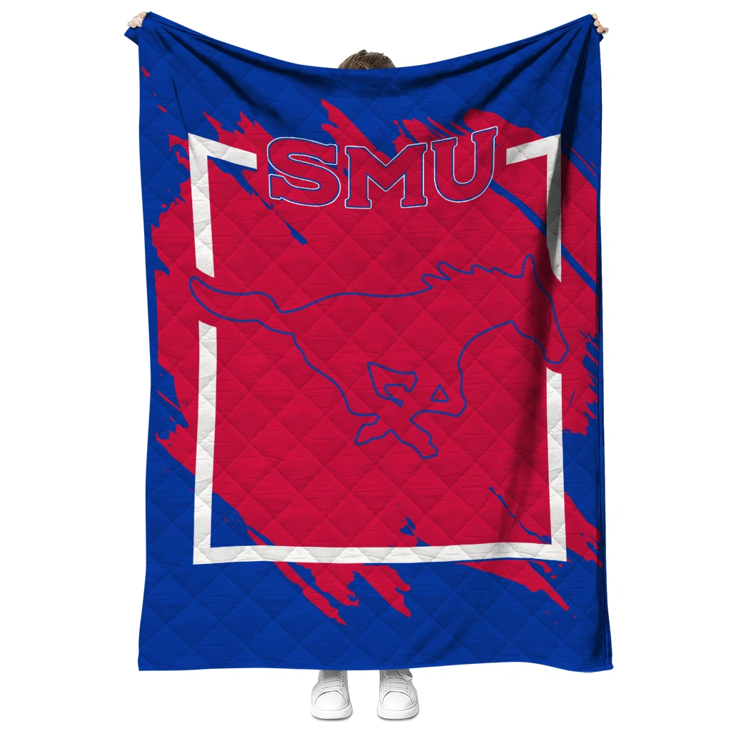 smu mustangs block border blue quilt blanket fashion forward smu mustangs block border blue quilt blanket fashion forward