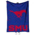smu mustangs brick grid blue quilt blanket best selling