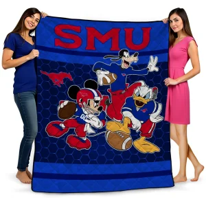 smu mustangs disney football blue quilt blanket best selling