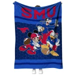 smu mustangs disney football blue quilt blanket best selling