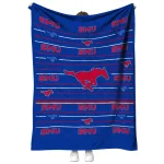 smu mustangs handdrawn stripes blue quilt blanket best selling