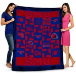 smu mustangs helmet heart blue quilt blanket best selling